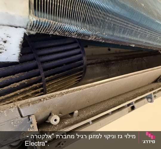 יחידת מיזוג אוויר עם לכלוך ואבק